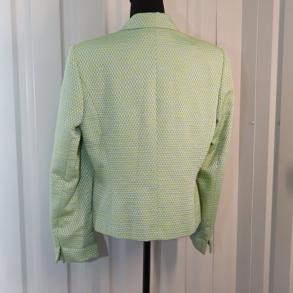 Talbots Womens Tweed Jacket Green Yellow Blue Lined Size 14 Office Career Spring - Picture 2 of 11